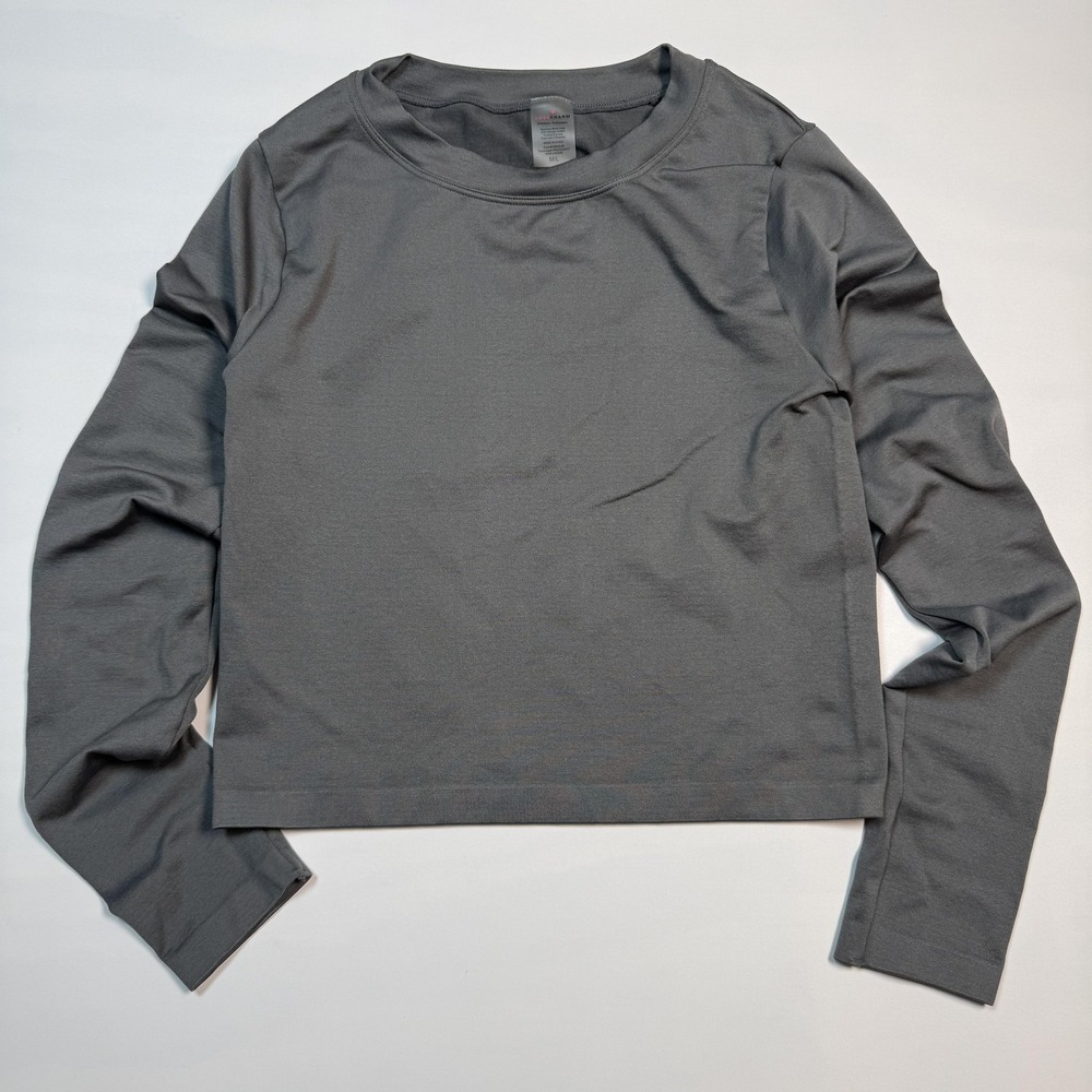 LOVECHARM Shirt Womens M/L Gray Long Sleeve Crew Neck Stretch Soft Jersey Top